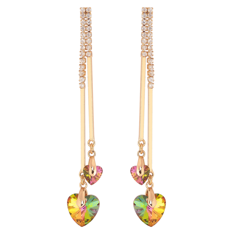Сережки Xuping колір 18К з кристалами Swarovski пусети «Підвіски з кришталевими сердечками Vitrail Medium» фото №4