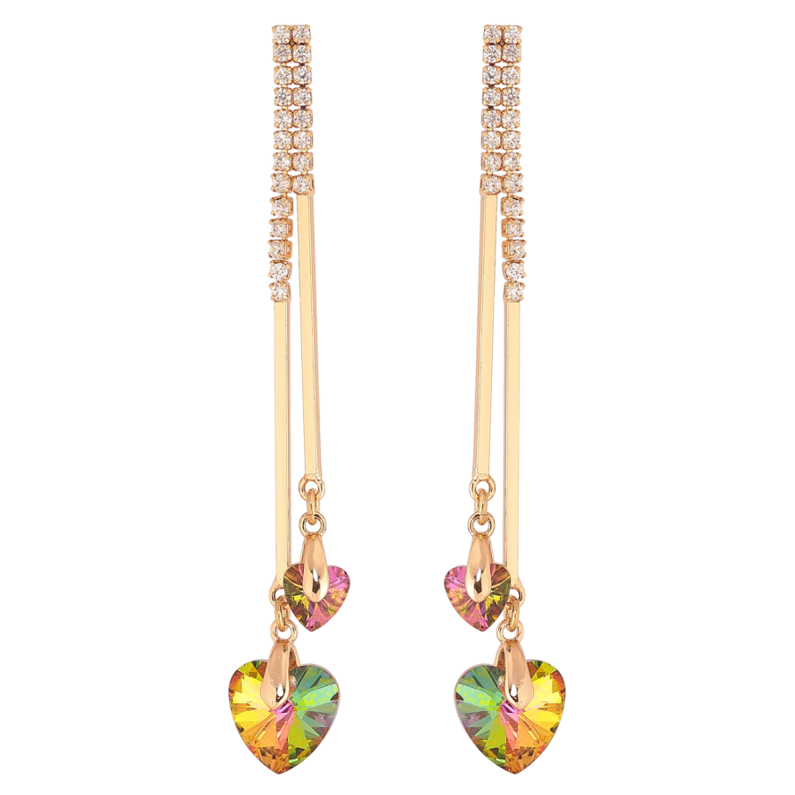 Сережки Xuping колір 18К з кристалами Swarovski пусети «Підвіски з кришталевими сердечками Vitrail Medium» фото №1