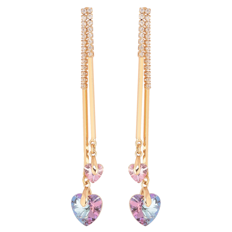 Сережки Xuping колір 18К з кристалами Swarovski пусети «Підвіски з кришталевими сердечками Paradise Shine» фото №1