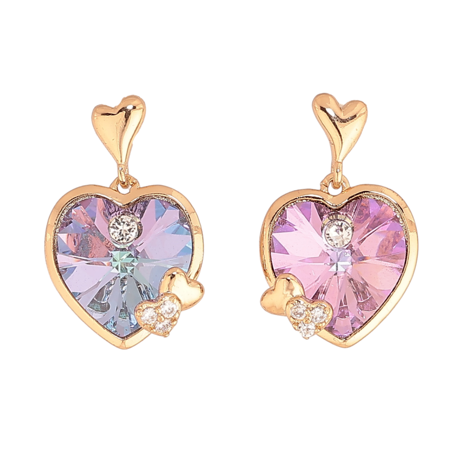 Сережки Xuping колір 18К з кристалами Swarovski пусети «Кришталеві сердечка Paradise Shine» фото №1