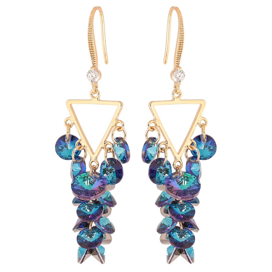 Сережки Xuping колір 18К з кристалами Swarovski французький замок «Підвіски з кристалами Bermuda Blue» фото №1