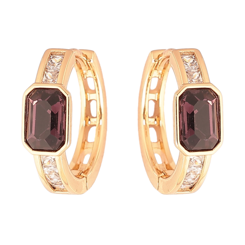 Сережки Xuping колір 18К з кристалами Swarovski колечка «Кристали Burgundy» фото №3