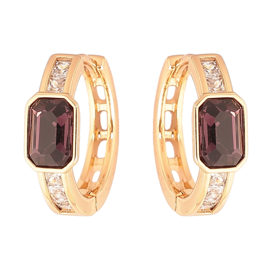 Сережки Xuping колір 18К з кристалами Swarovski колечка «Кристали Burgundy» фото №1