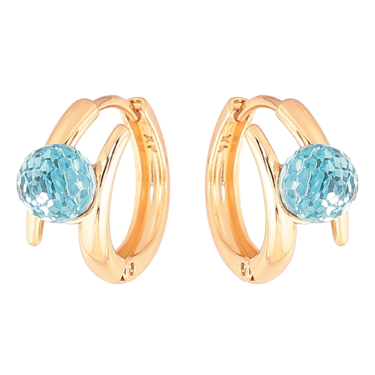 Сережки Xuping колір 18К з кристалами Swarovski колечка «Кристальні кульки Aquamarine» фото №5