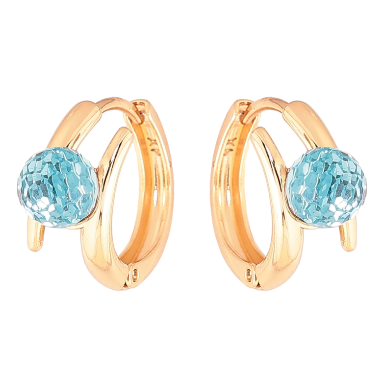 Сережки Xuping колір 18К з кристалами Swarovski колечка «Кристальні кульки Aquamarine» фото №1