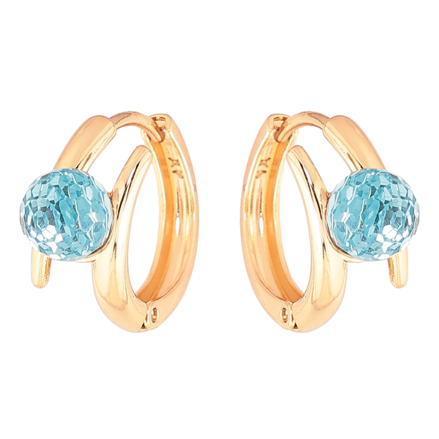 Сережки Xuping колір 18К з кристалами Swarovski колечка «Кристальні кульки Aquamarine» фото №1