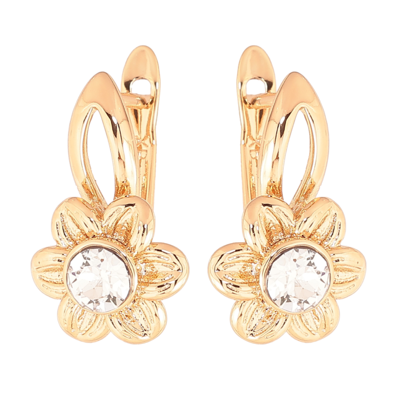 Сережки Xuping колір 18К з кристалами Swarovski англійський замок «Квіточки з кристалами Clear» фото №1