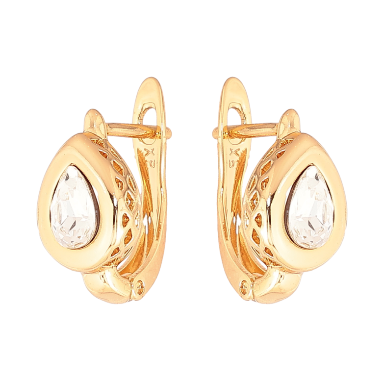 Сережки Xuping колір 18К з кристалами Swarovski англійський замок «Крапельки з кристалами Clear» фото №2