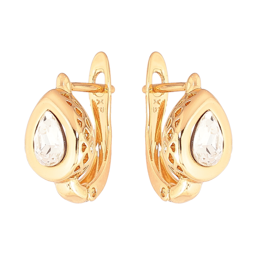 Сережки Xuping колір 18К з кристалами Swarovski англійський замок «Крапельки з кристалами Clear» фото №1