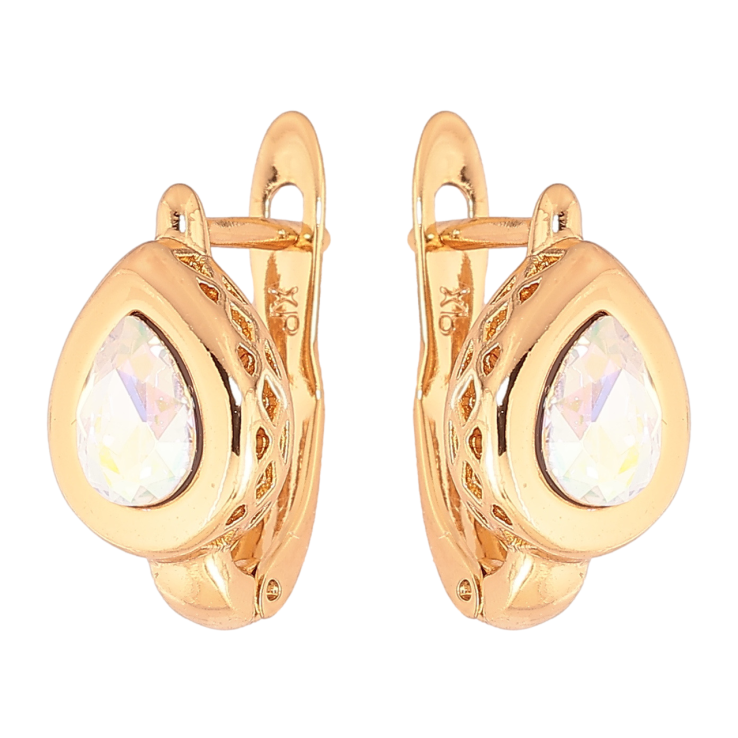 Сережки Xuping колір 18К з кристалами Swarovski англійський замок «Крапельки з кристалами АВ» фото №3