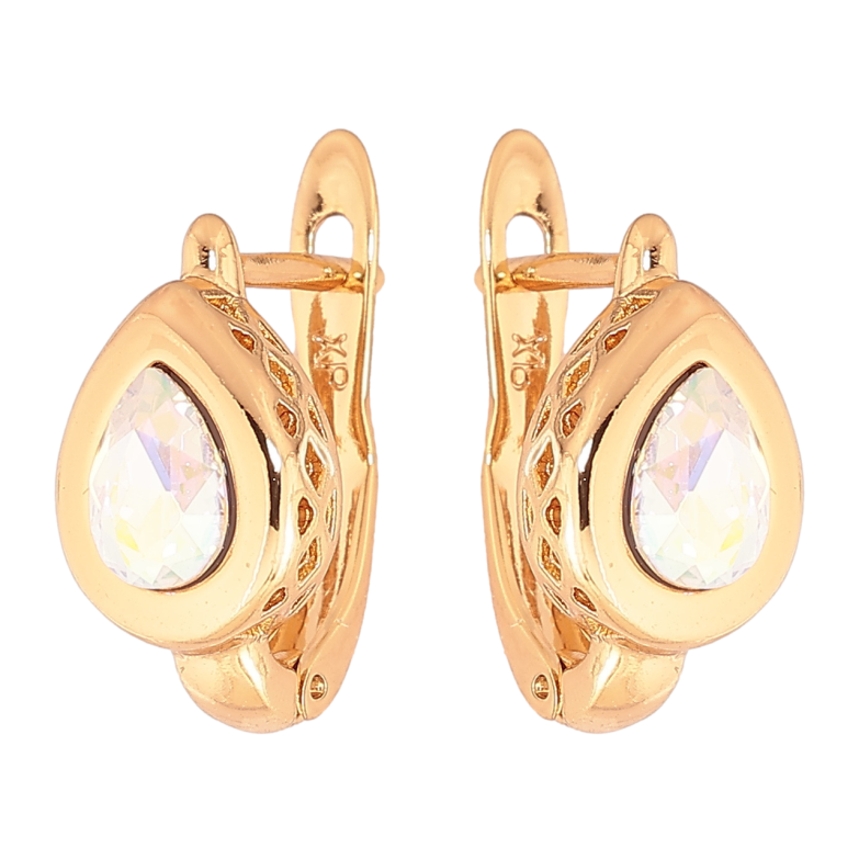 Серьги Xuping цвет 18К с кристаллами Swarovski английский замок Капельки с кристаллами АВ фото №1