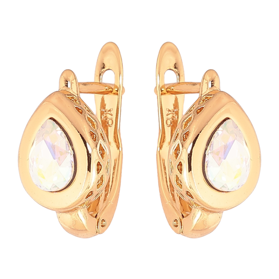 Сережки Xuping колір 18К з кристалами Swarovski англійський замок «Крапельки з кристалами АВ» фото №1