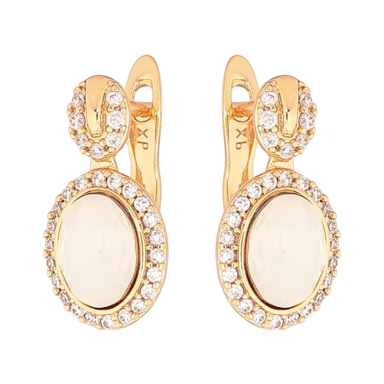 Сережки Xuping колір 18К з кристалами Swarovski англійський замок «Візерунок з кристалами White Opal» фото №1