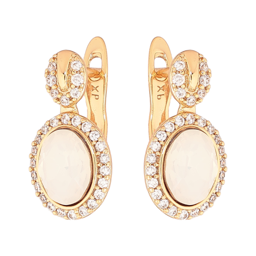 Сережки Xuping колір 18К з кристалами Swarovski англійський замок «Візерунок з кристалами White Opal» фото №1