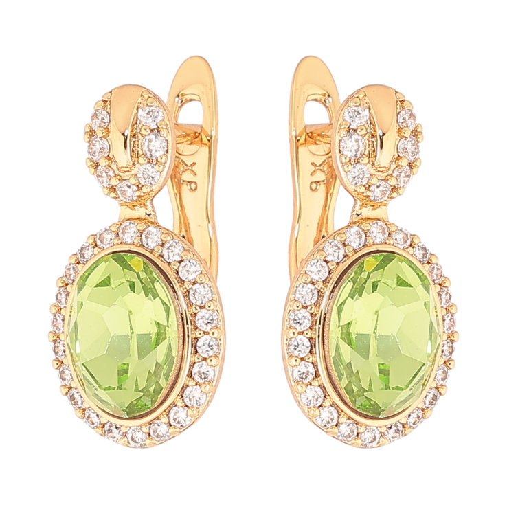 Сережки Xuping колір 18К з кристалами Swarovski англійський замок «Візерунок з кристалами Peridot» фото №10