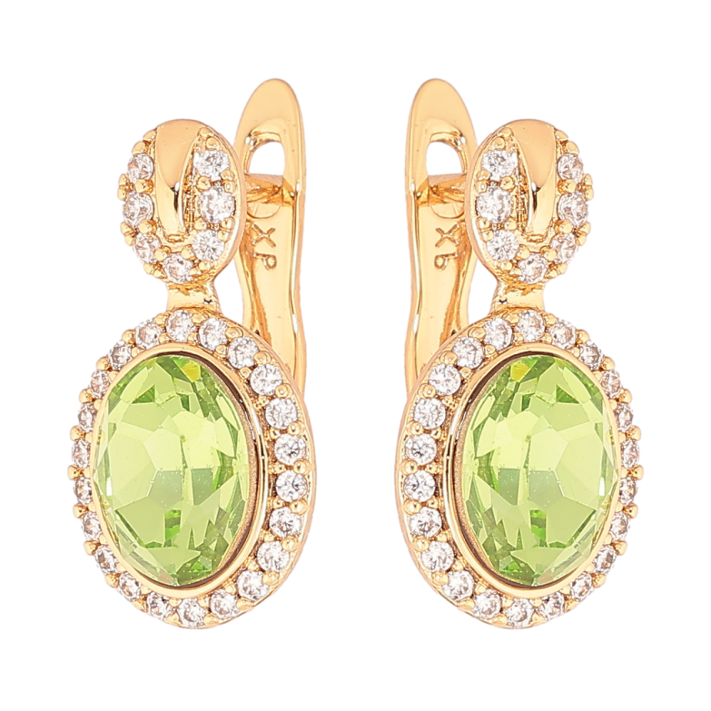 Сережки Xuping колір 18К з кристалами Swarovski англійський замок «Візерунок з кристалами Peridot» фото №1