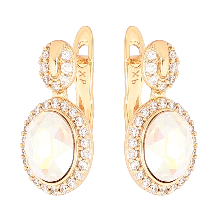 Сережки Xuping колір 18К з кристалами Swarovski англійський замок «Візерунок з кристалами Shimmer» фото №4