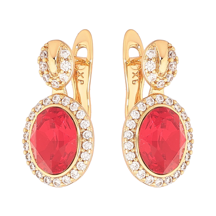 Сережки Xuping колір 18К з кристалами Swarovski англійський замок «Візерунок з кристалами Siam» фото №14