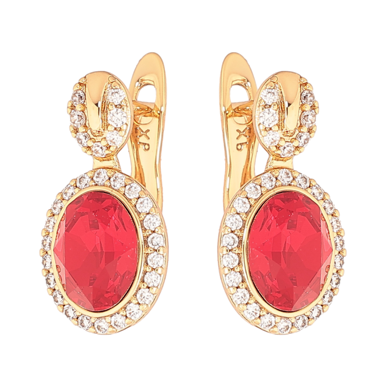 Сережки Xuping колір 18К з кристалами Swarovski англійський замок «Візерунок з кристалами Siam» фото №11