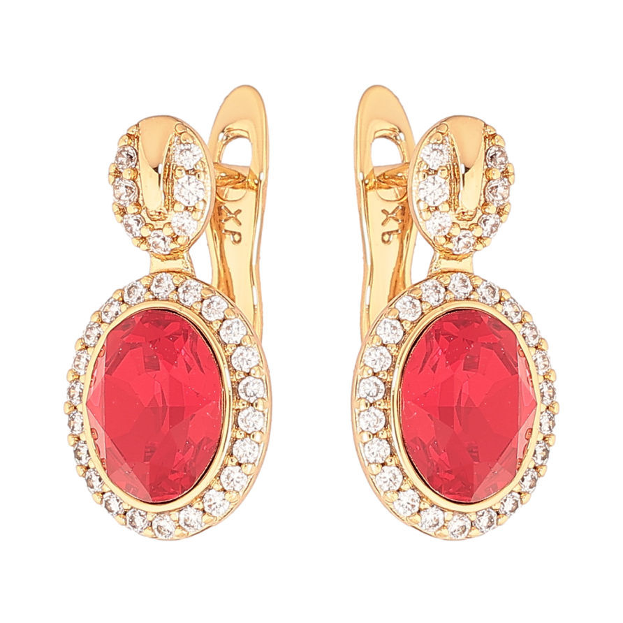 Сережки Xuping колір 18К з кристалами Swarovski англійський замок «Візерунок з кристалами Siam» фото №1