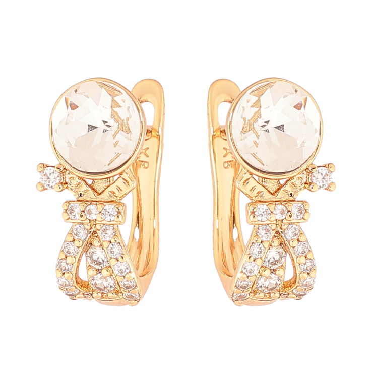 Сережки Xuping колір 18К з кристалами Swarovski англійський замок «Візерунок з кристалами Clear» фото №21