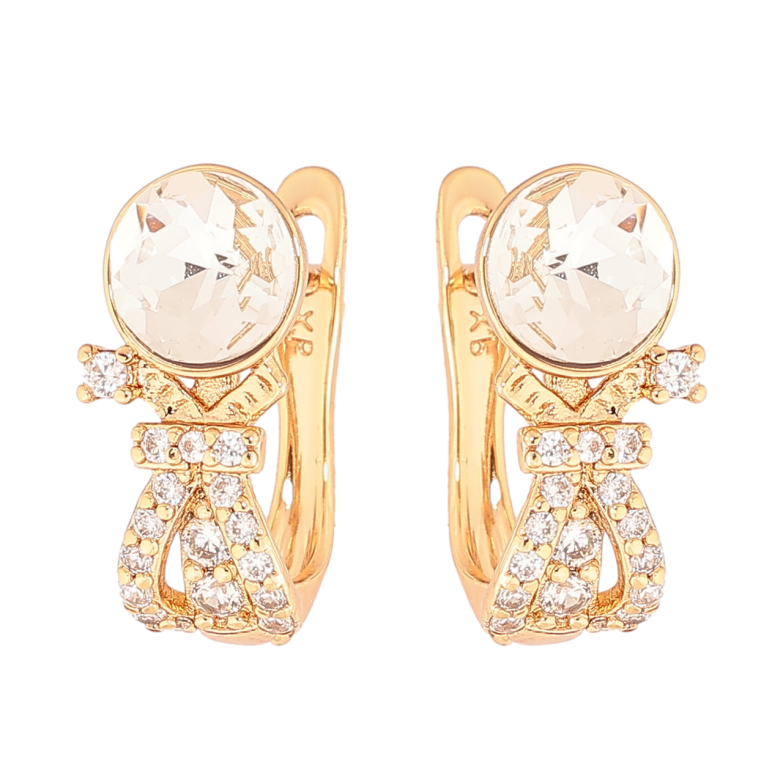 Сережки Xuping колір 18К з кристалами Swarovski англійський замок «Візерунок з кристалами Clear» фото №1