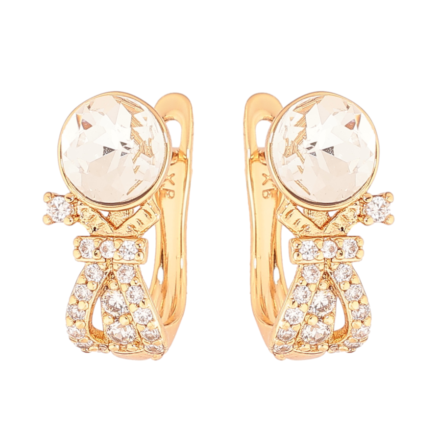 Сережки Xuping колір 18К з кристалами Swarovski англійський замок «Візерунок з кристалами Clear» фото №1