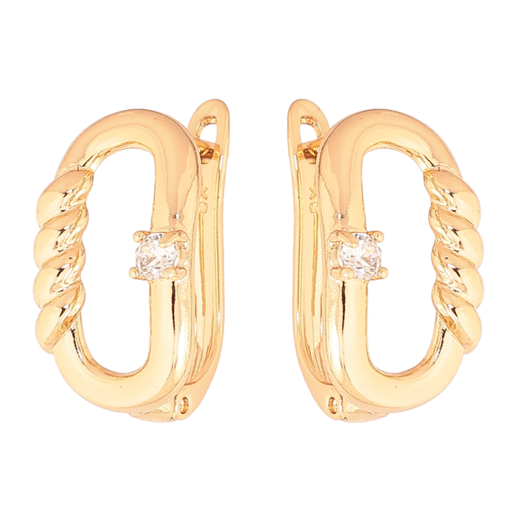 Серьги Xuping Позолота 18K английский замок Овалы с кристаллами фото №5