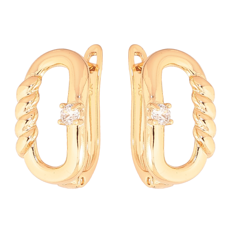 Сережки Xuping Позолота 18K англійський замок «Овали з кристалами» фото №1 Сережки Xuping Позолота 18K англійський замок «Овали з кристалами» фото №1