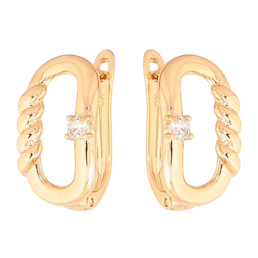 Серьги Xuping Позолота 18K английский замок Овалы с кристаллами фото №1