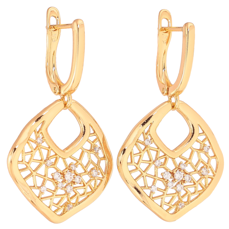 Серьги Xuping Позолота 18K английский замок Ажурные подвески с кристаллами фото №15