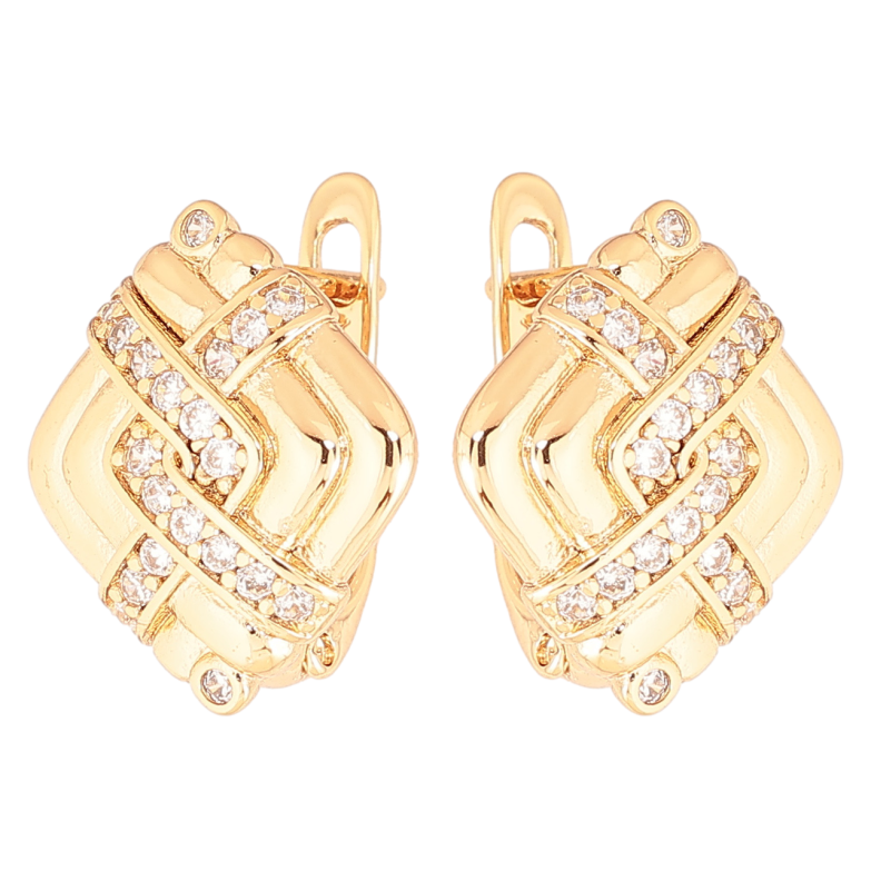 Серьги Xuping Позолота 18K английский замок Ромбовый узор с кристаллами фото №1