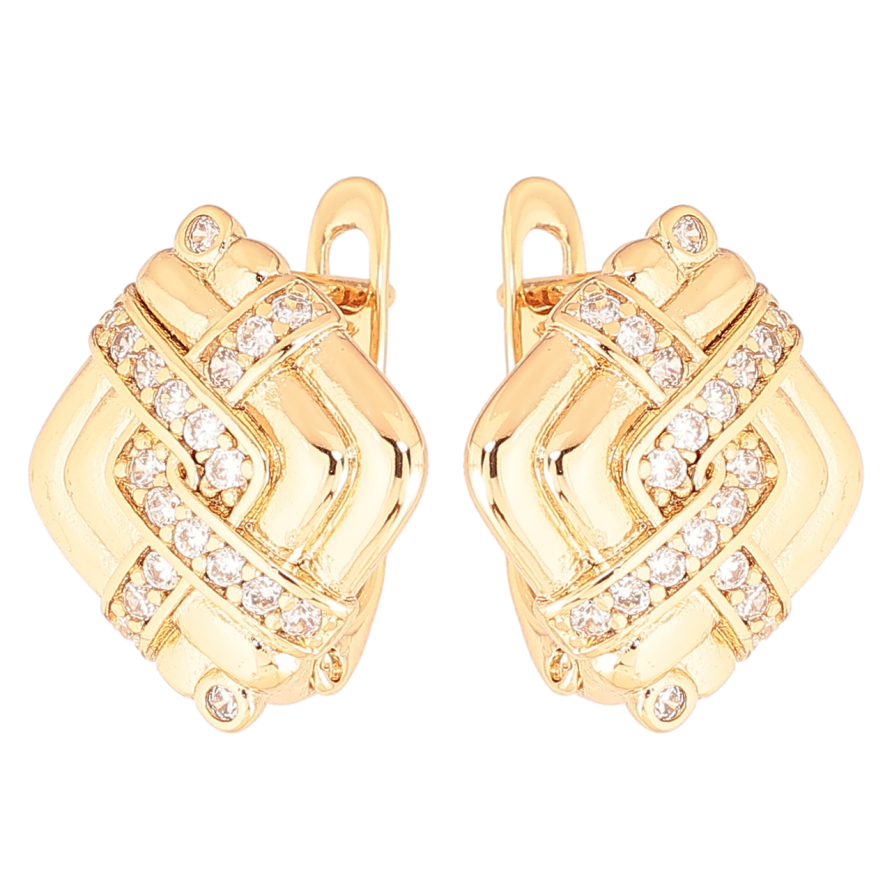 Серьги Xuping Позолота 18K английский замок Ромбовый узор с кристаллами фото №1