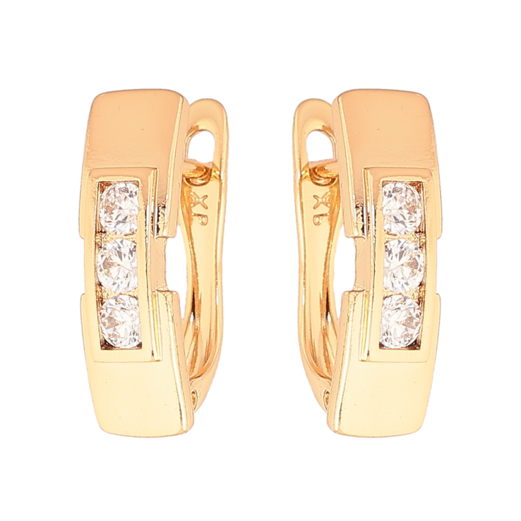 Сережки Xuping Позолота 18K англійський замок «Візерунок з кристалами» фото №10