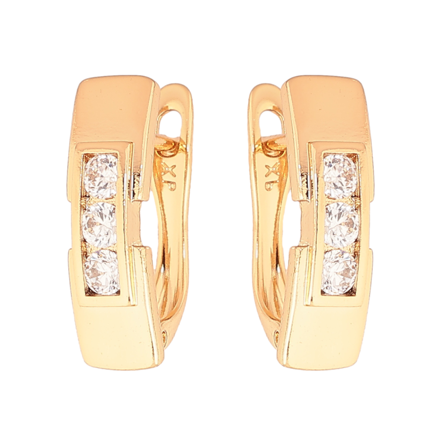 Сережки Xuping Позолота 18K англійський замок «Візерунок з кристалами» фото №1