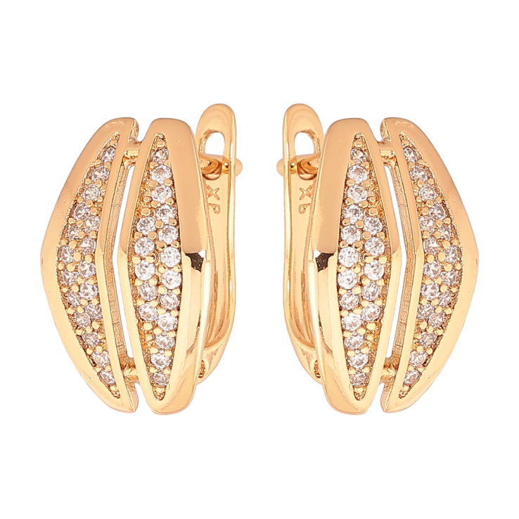 Сережки Xuping Позолота 18K англійський замок «Візерунок з інкрустацією кристалами» фото №12