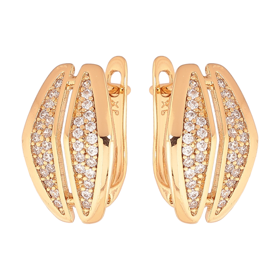 Сережки Xuping Позолота 18K англійський замок «Візерунок з інкрустацією кристалами» фото №1