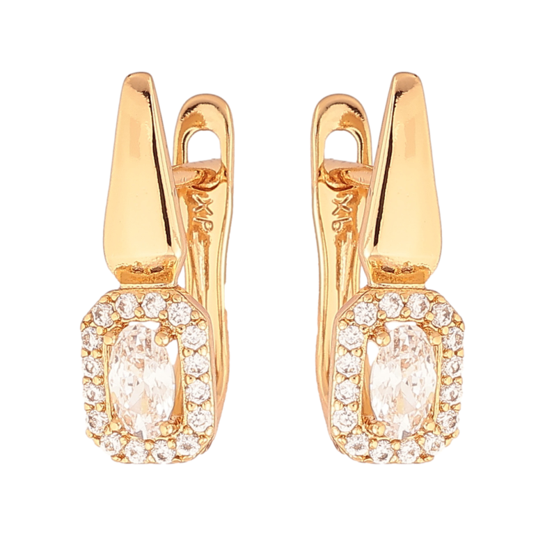 Серьги Xuping Позолота 18K английский замок Узор с инкрустацией кристаллами фото №1 Серьги Xuping Позолота 18K английский замок Узор с инкрустацией кристаллами фото №1