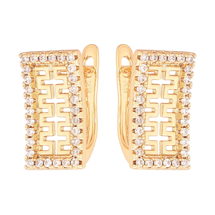 Серьги Xuping Позолота 18K английский замок Резные прямоугольники с инкрустацией кристаллами фото №24