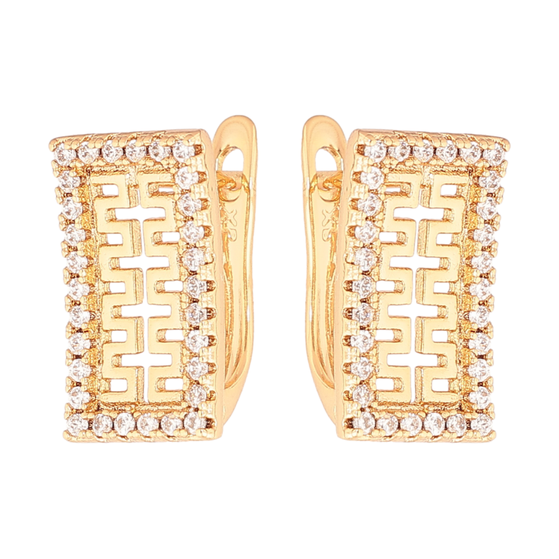 Серьги Xuping Позолота 18K английский замок Резные прямоугольники с инкрустацией кристаллами фото №1