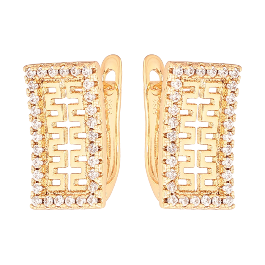 Серьги Xuping Позолота 18K английский замок Резные прямоугольники с инкрустацией кристаллами фото №1