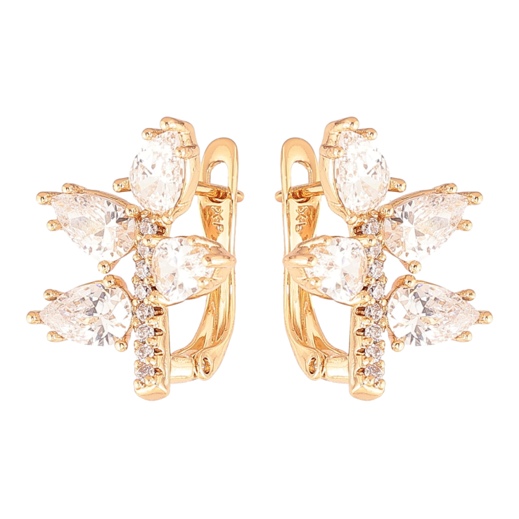 Серьги Xuping Позолота 18K английский замок Веточки с кристаллами фото №11