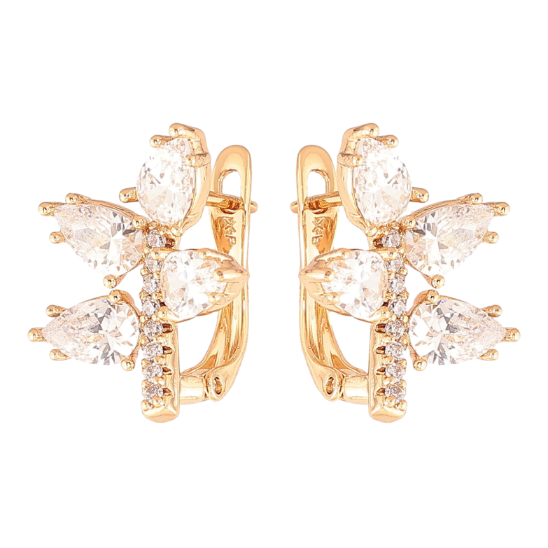 Серьги Xuping Позолота 18K английский замок Веточки с кристаллами фото №1