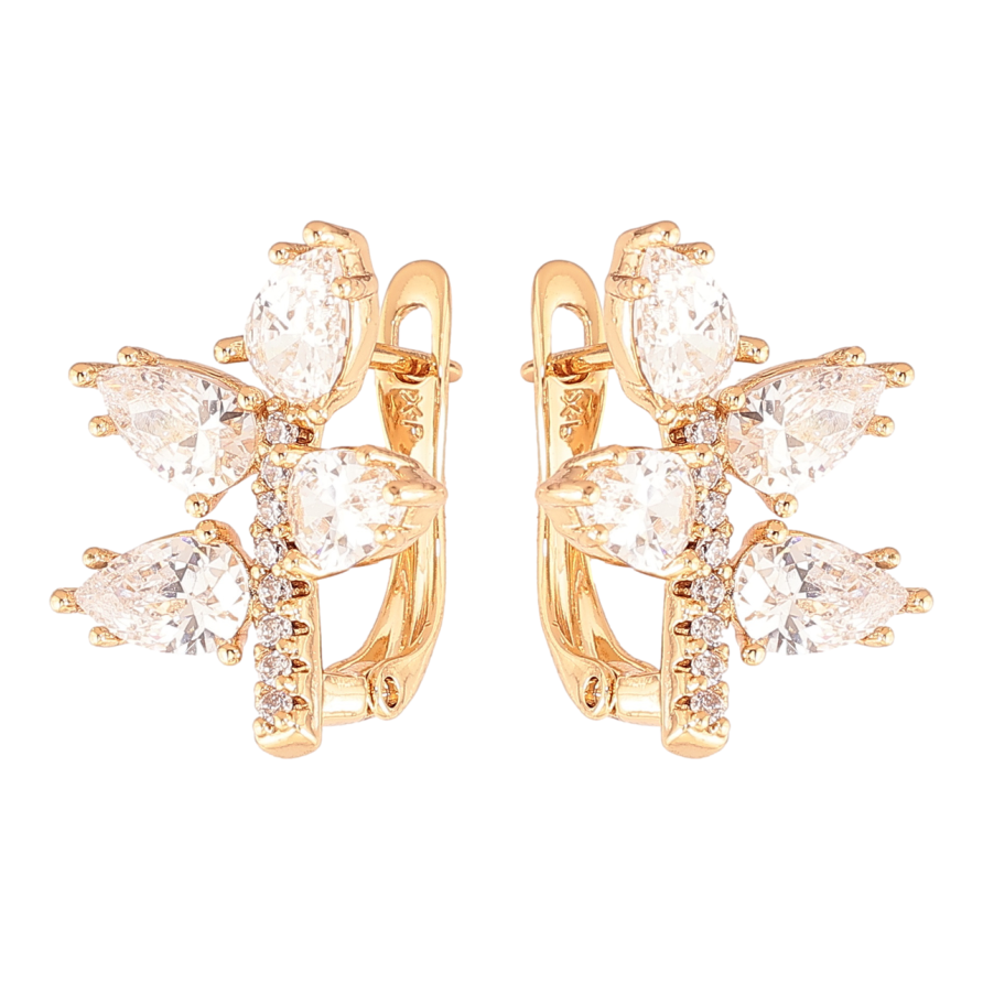 Серьги Xuping Позолота 18K английский замок Веточки с кристаллами фото №1