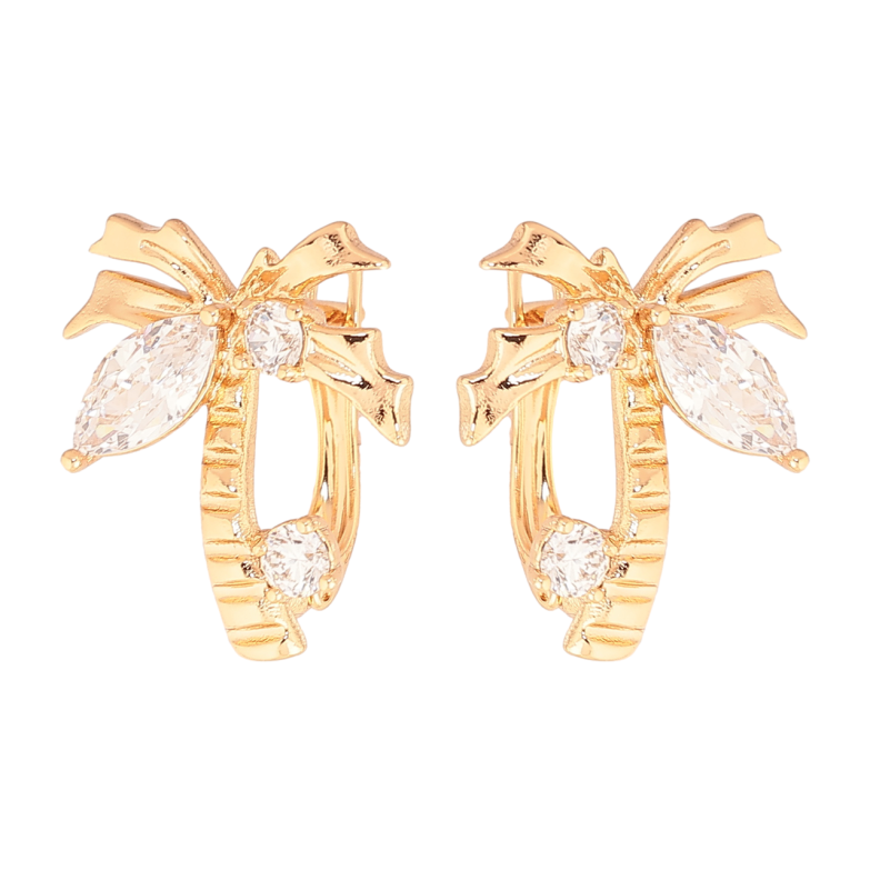 Серьги Xuping Позолота 18K английский замок Пальмы с кристаллами фото №1