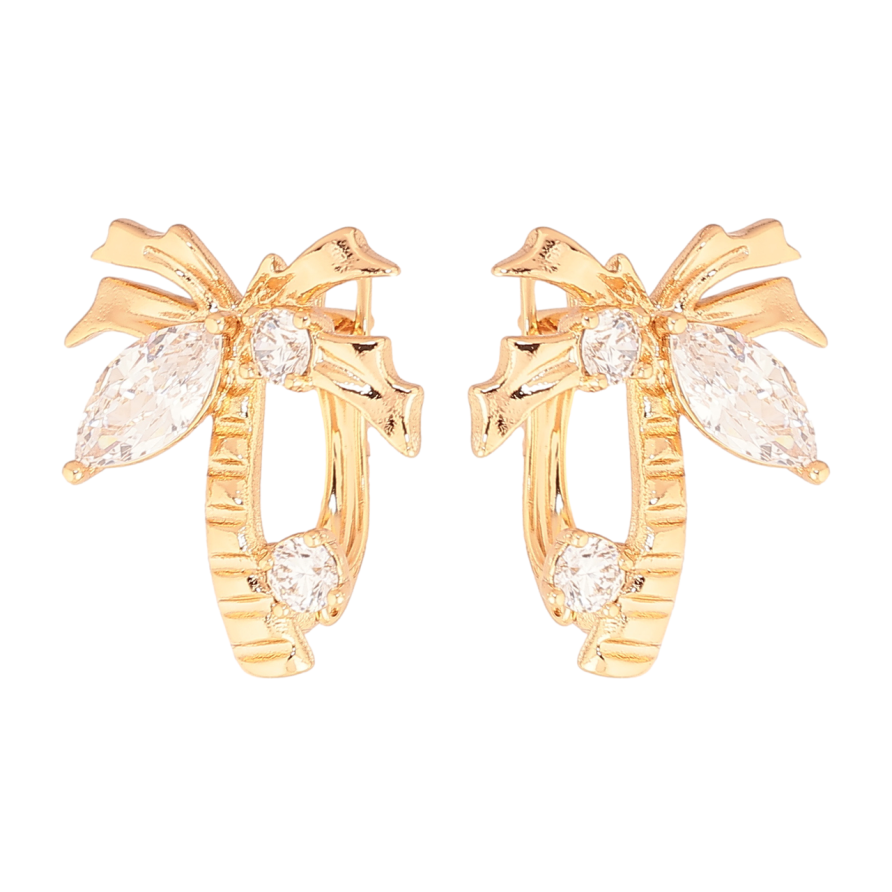 Серьги Xuping Позолота 18K английский замок Пальмы с кристаллами фото №1