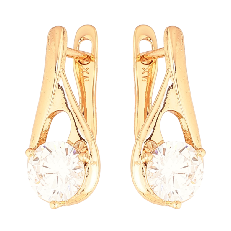 Серьги Xuping Позолота 18K английский замок Узор с кристаллами фото №1