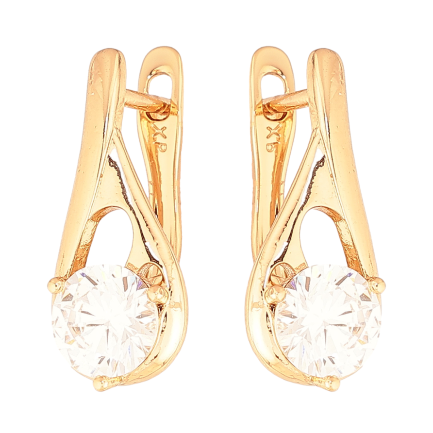Серьги Xuping Позолота 18K английский замок Узор с кристаллами фото №1