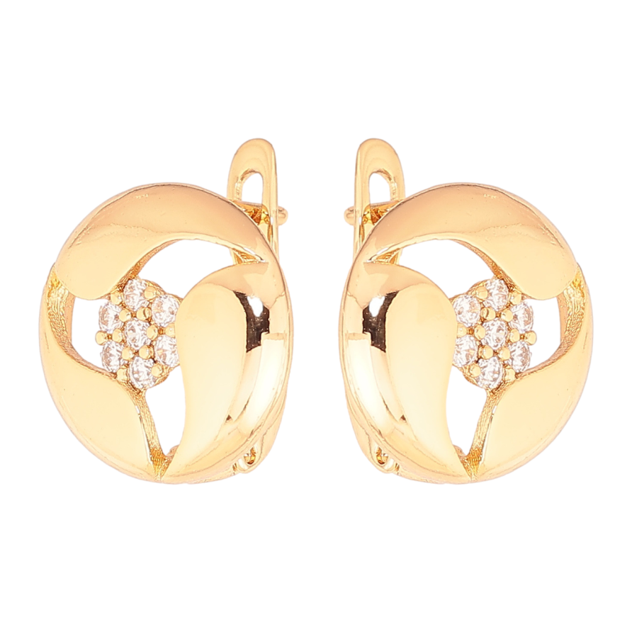 Серьги Xuping Позолота 18K английский замок Круги с узором кристаллами фото №1 Серьги Xuping Позолота 18K английский замок Круги с узором кристаллами фото №1