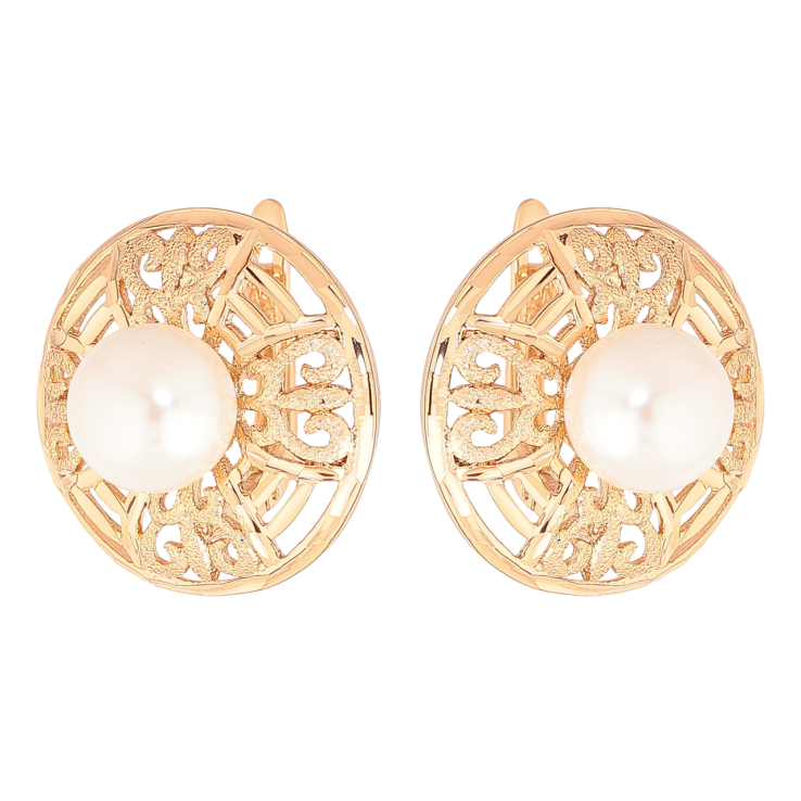 Серьги Xuping Позолота 18K английский замок Резные круги с жемчужинами фото №10